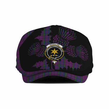 Wardlaw Tartan Family Crest Flat Cap, Jeff Cap Scotland Thistle Floral