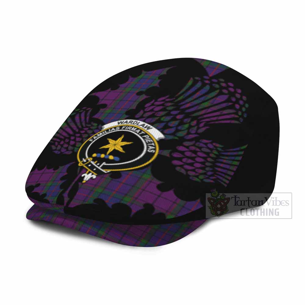 Wardlaw Tartan Family Crest Flat Cap, Jeff Cap Scotland Thistle Floral