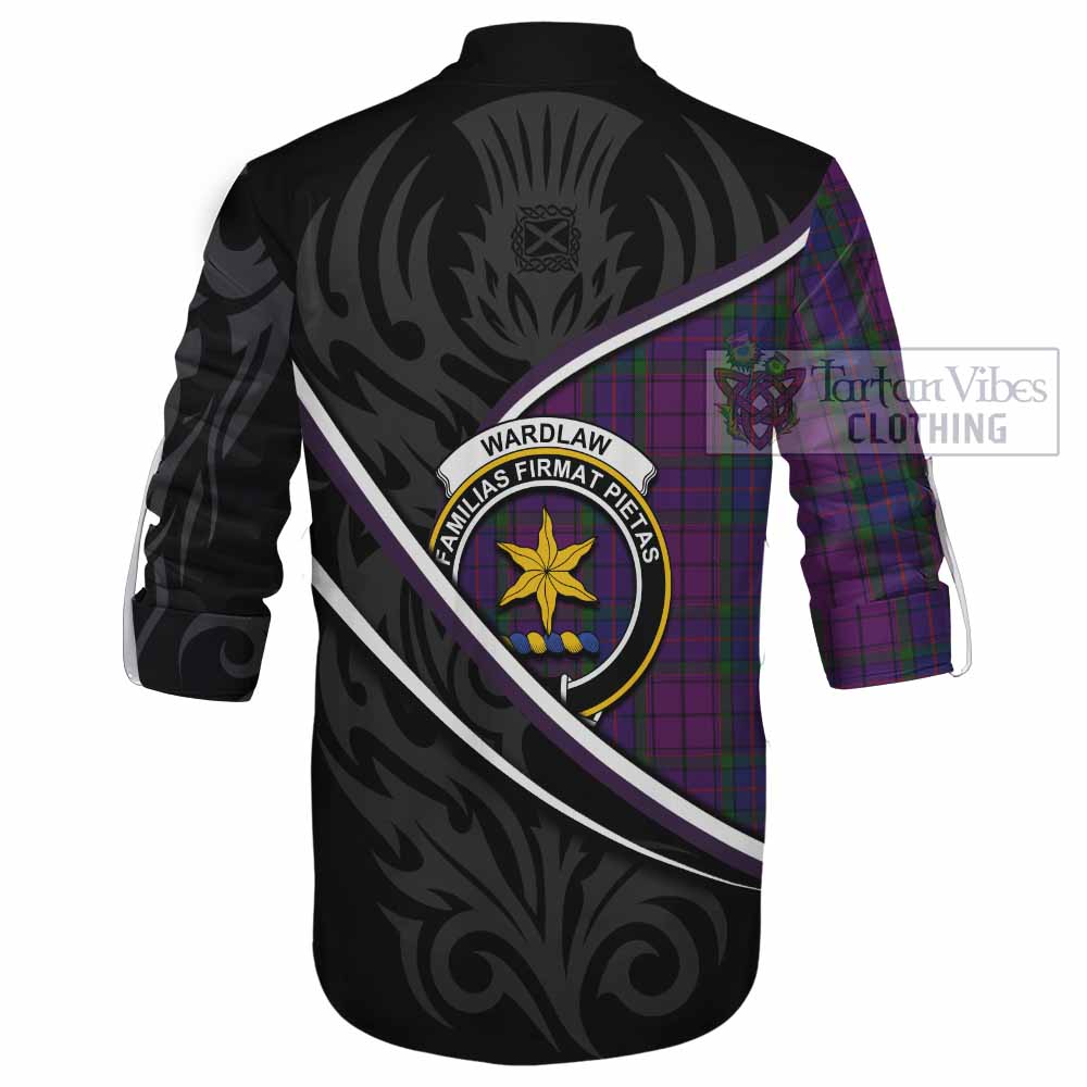 Wardlaw Tartan Family Crest Ghillie Kilt Shirt Celtic Scottish Thistle Floral - Tartan Vibes Clothing