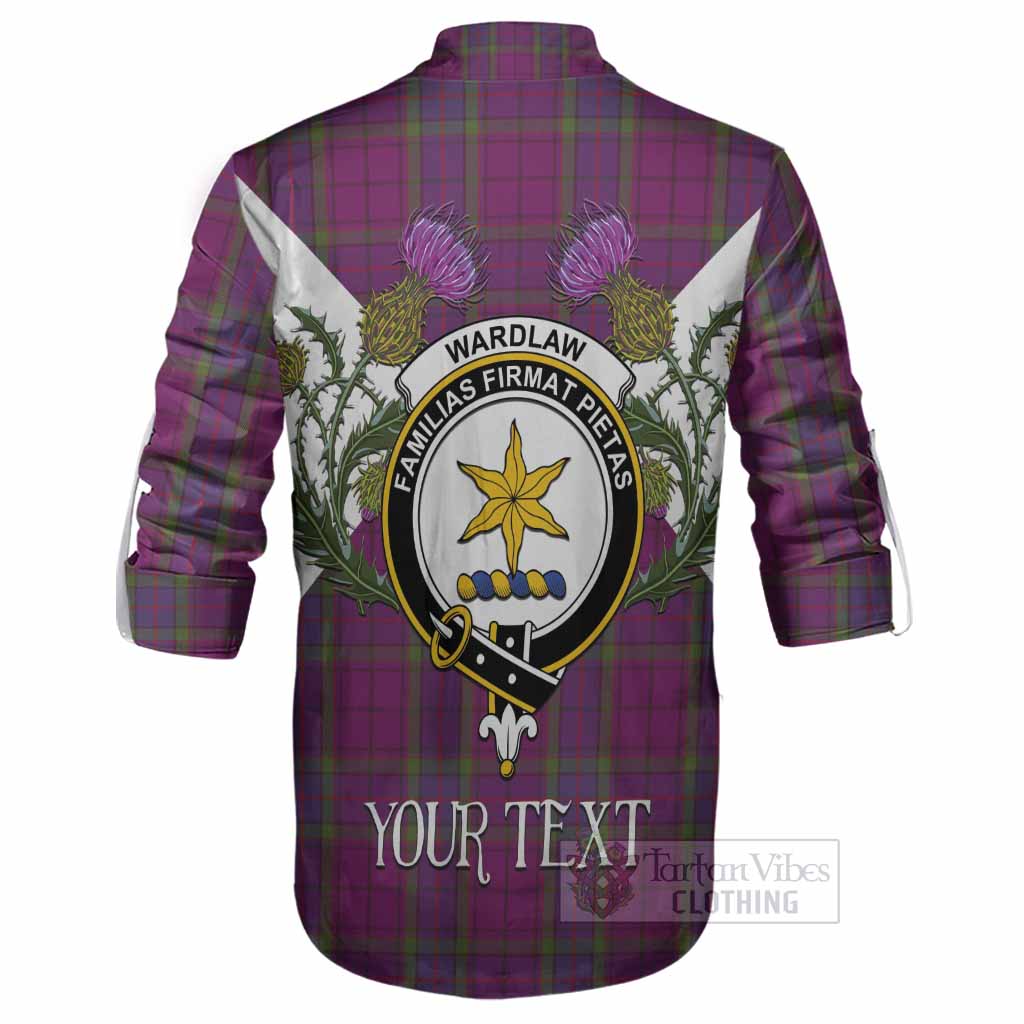 Wardlaw Tartan Family Crest Ghillie Shirt Scottish Burns Night Thistle Floral