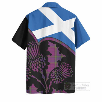 Wardlaw Tartan Family Crest Hawaiian Shirt Scotland Thistle Floral Flag Style