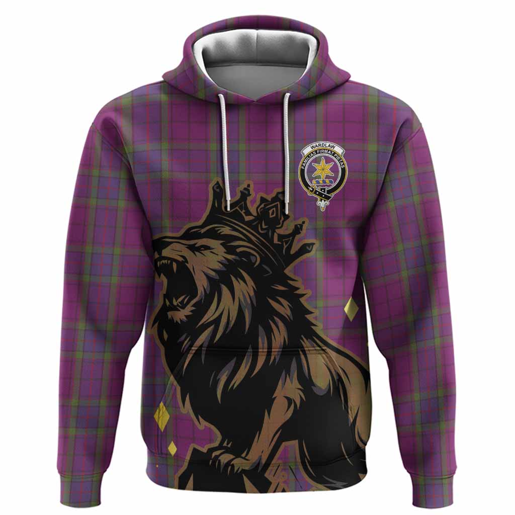 Wardlaw Tartan Family Crest Hoodie Crowned Lion Roaring