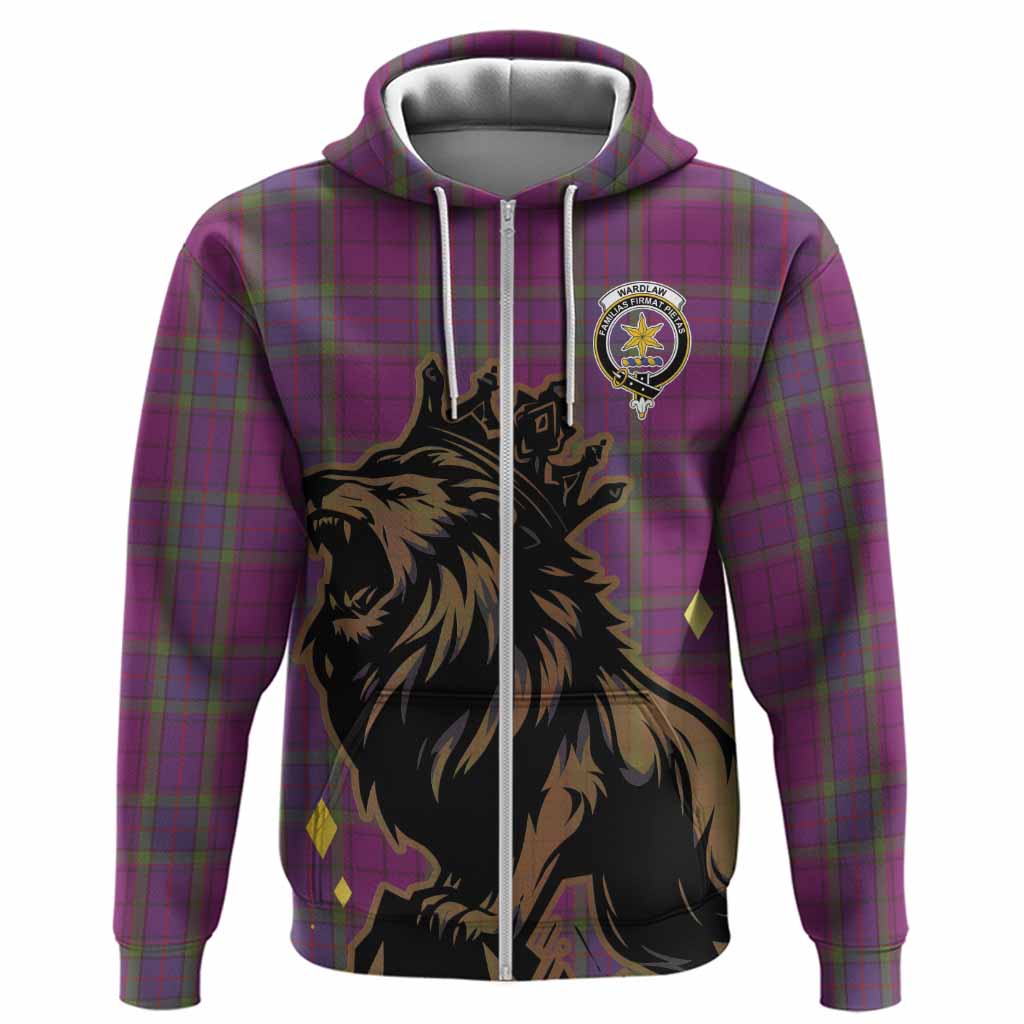 Wardlaw Tartan Family Crest Hoodie Crowned Lion Roaring