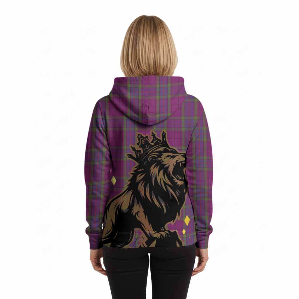 Wardlaw Tartan Family Crest Hoodie Crowned Lion Roaring
