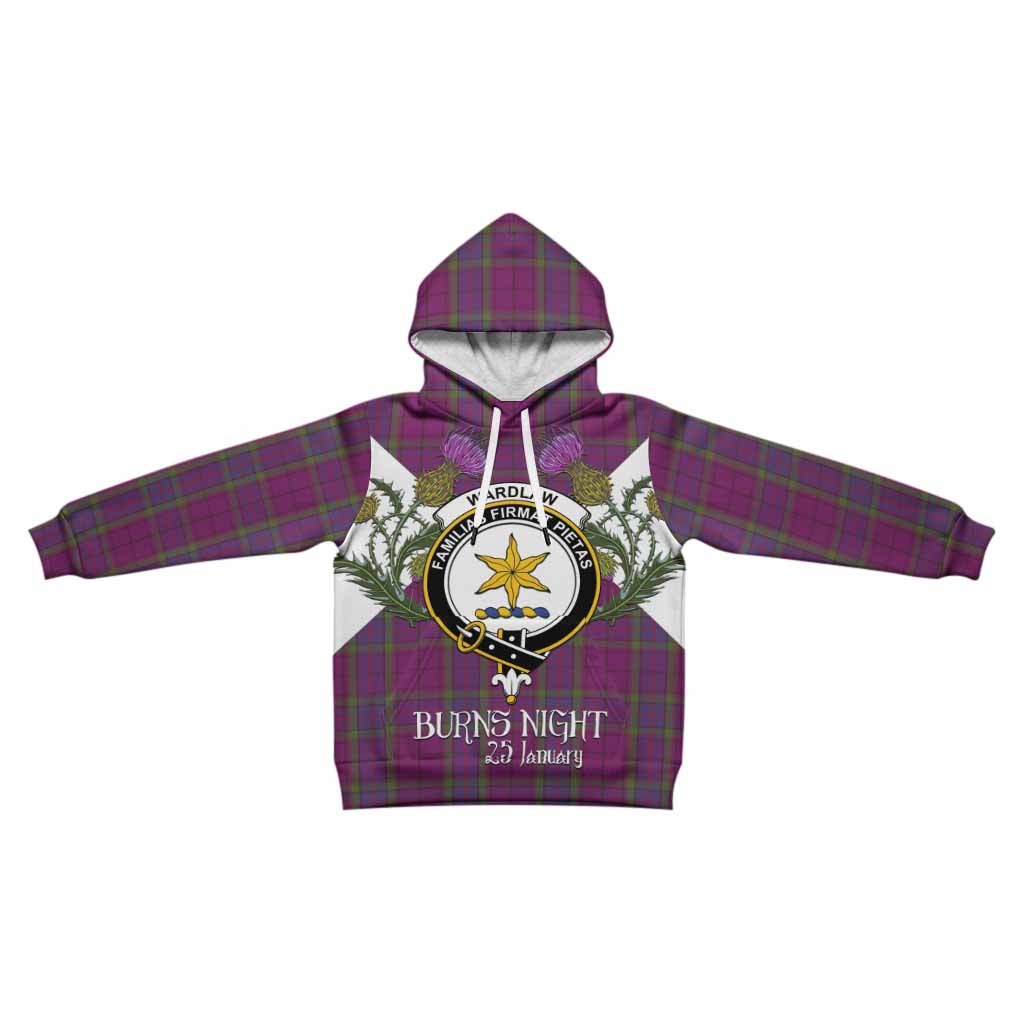 Wardlaw Tartan Family Crest Kid Hoodie Scottish Burns Night Thistle Floral
