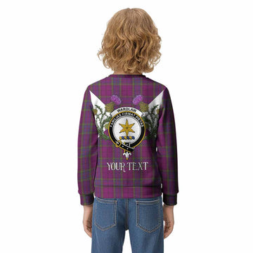 Wardlaw Tartan Family Crest Kid Knitted Sweatshirt Scottish Burns Night Thistle Floral