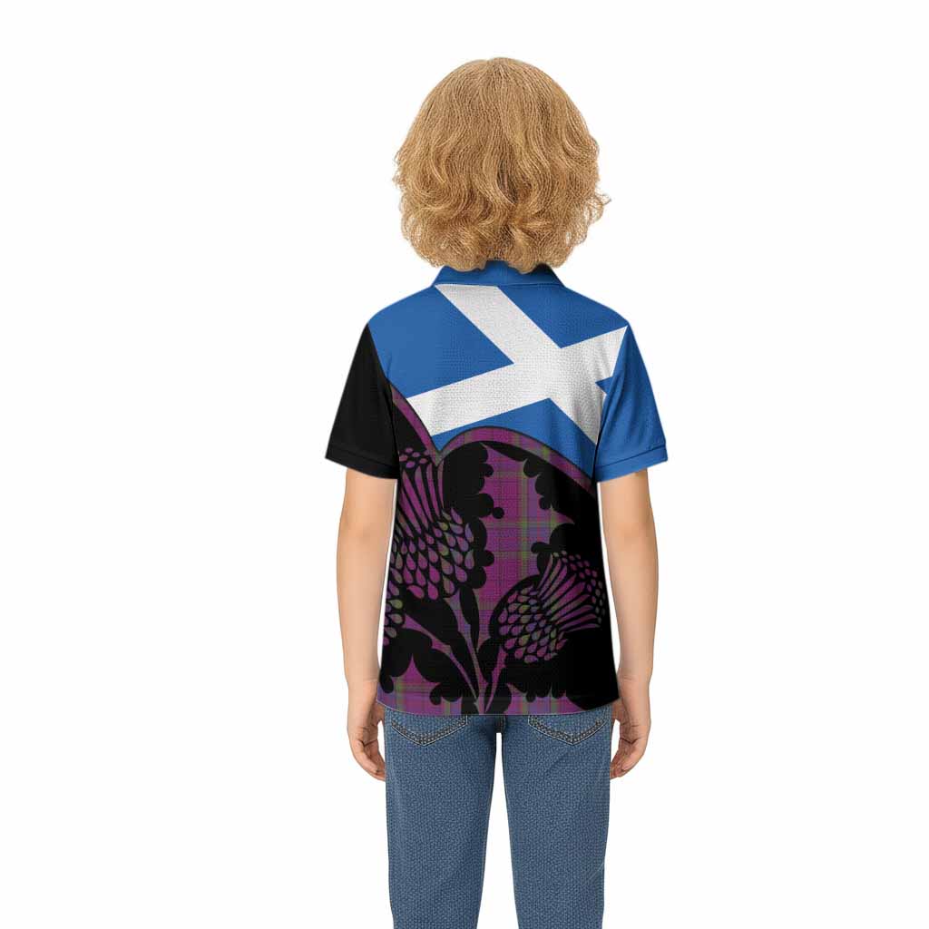 Wardlaw Tartan Family Crest Kid Polo Shirt Scotland Thistle Floral Flag Style