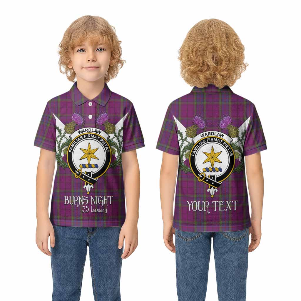 Wardlaw Tartan Family Crest Kid Polo Shirt Scottish Burns Night Thistle Floral