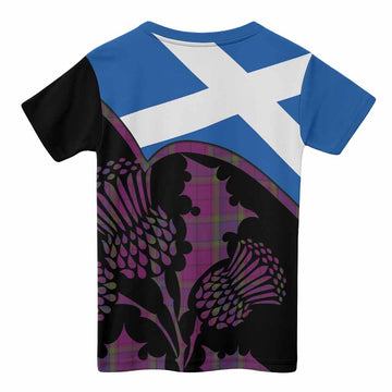 Wardlaw Tartan Family Crest Kid T-shirt Scotland Thistle Floral Flag Style