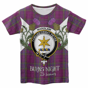 Wardlaw Tartan Family Crest Kid T-shirt Scottish Burns Night Thistle Floral