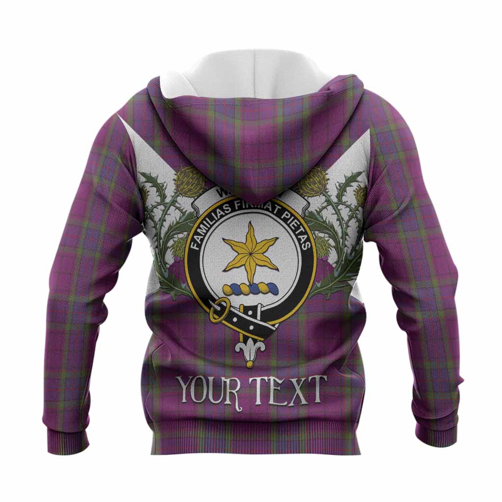 Wardlaw Tartan Family Crest Knitted Hoodie Scottish Burns Night Thistle Floral