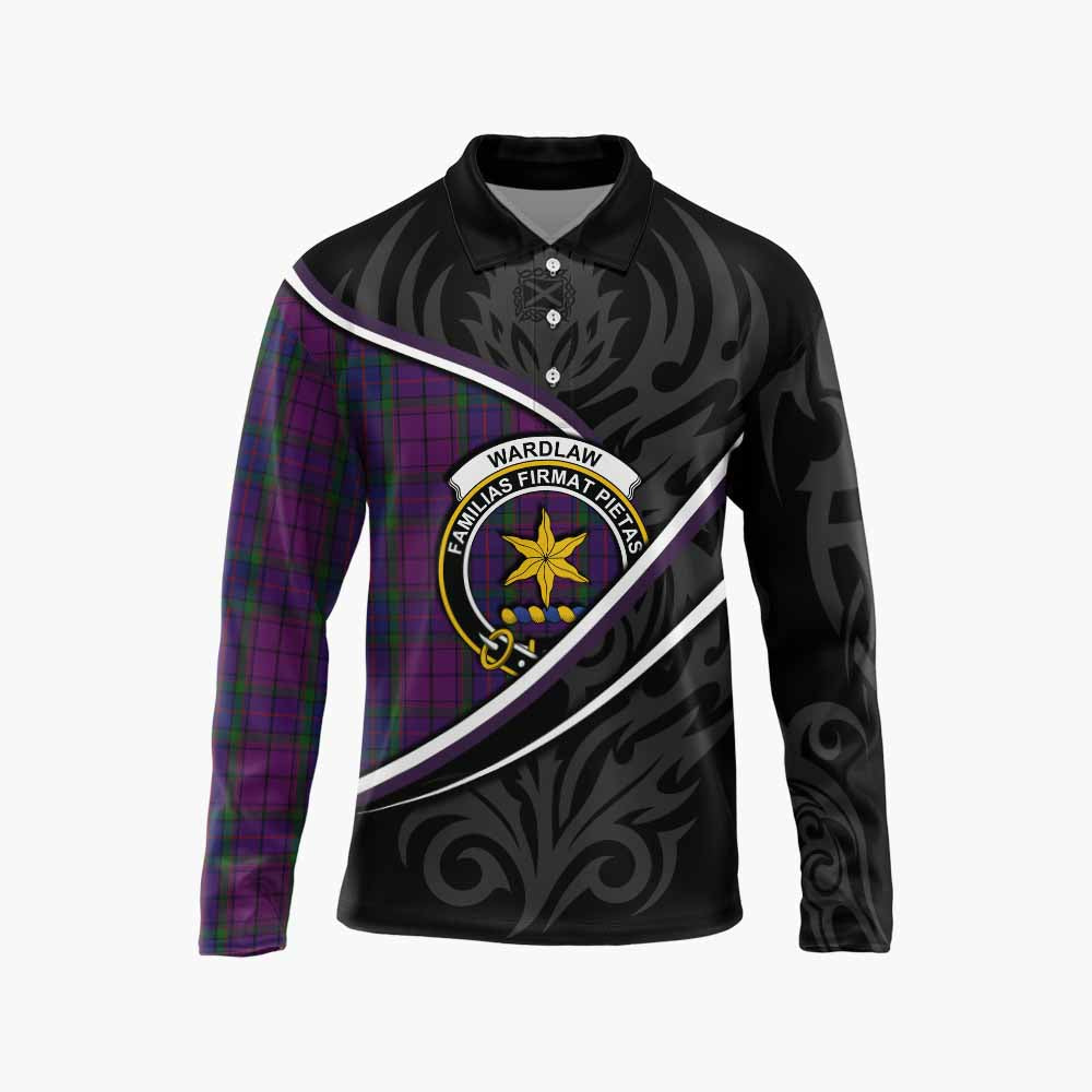 Wardlaw Tartan Family Crest Long Sleeve Polo Shirt Celtic Scottish Thistle Floral - Tartan Vibes Clothing