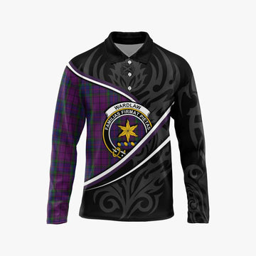 Wardlaw Tartan Family Crest Long Sleeve Polo Shirt Celtic Scottish Thistle Floral