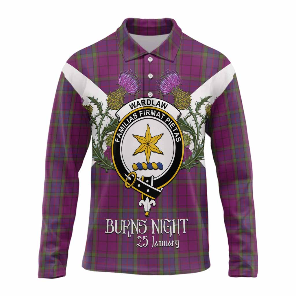Wardlaw Tartan Family Crest Long Sleeve Polo Shirt Scottish Burns Night Thistle Floral