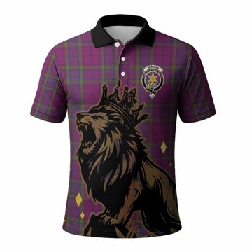Wardlaw Tartan Family Crest Polo Shirt Crowned Lion Roaring