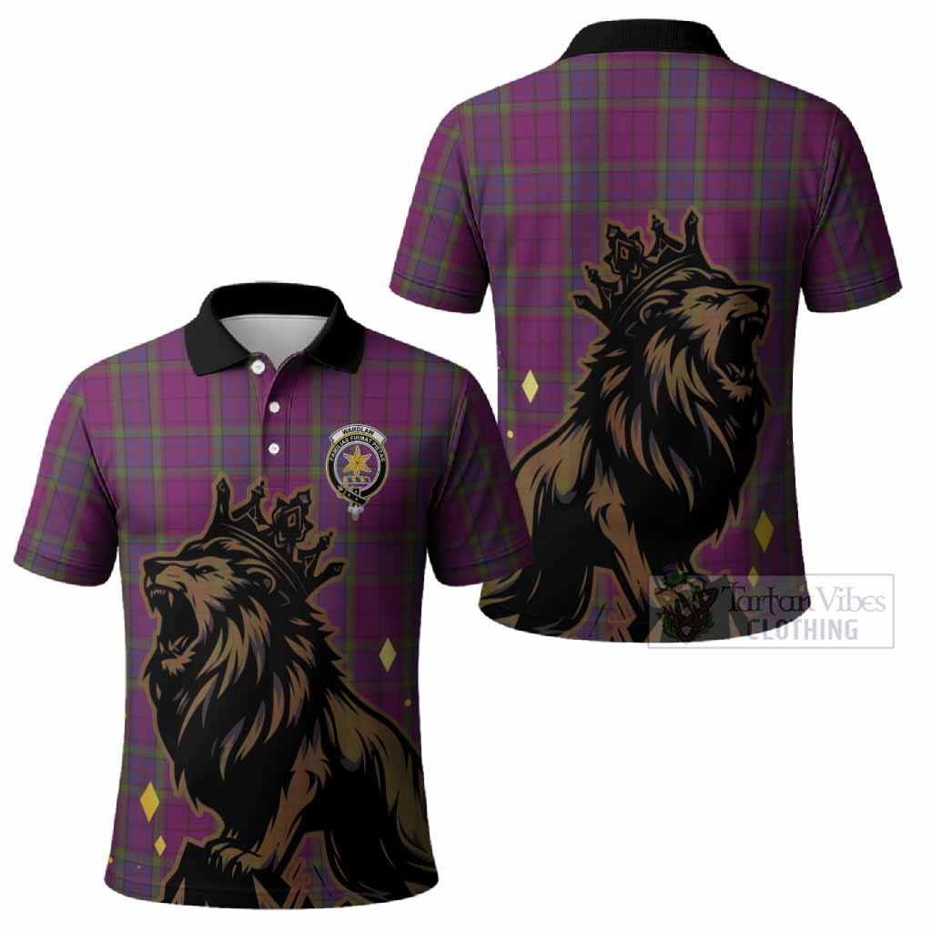 Wardlaw Tartan Family Crest Polo Shirt Crowned Lion Roaring