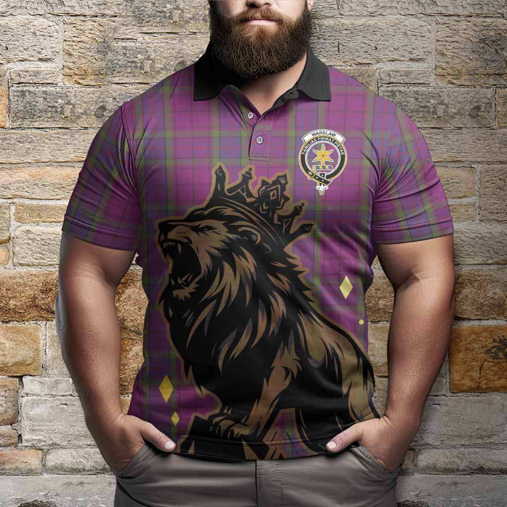 Wardlaw Tartan Family Crest Polo Shirt Crowned Lion Roaring