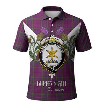 Wardlaw Tartan Family Crest Polo Shirt Scottish Burns Night Thistle Floral