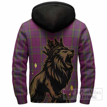 Wardlaw Tartan Family Crest Sherpa Hoodie Crowned Lion Roaring