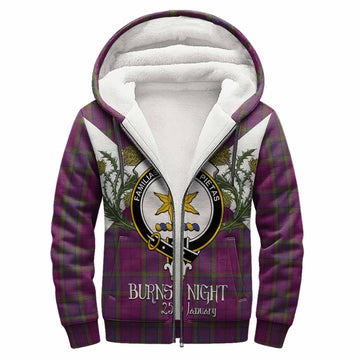 Wardlaw Tartan Family Crest Sherpa Hoodie Scottish Burns Night Thistle Floral