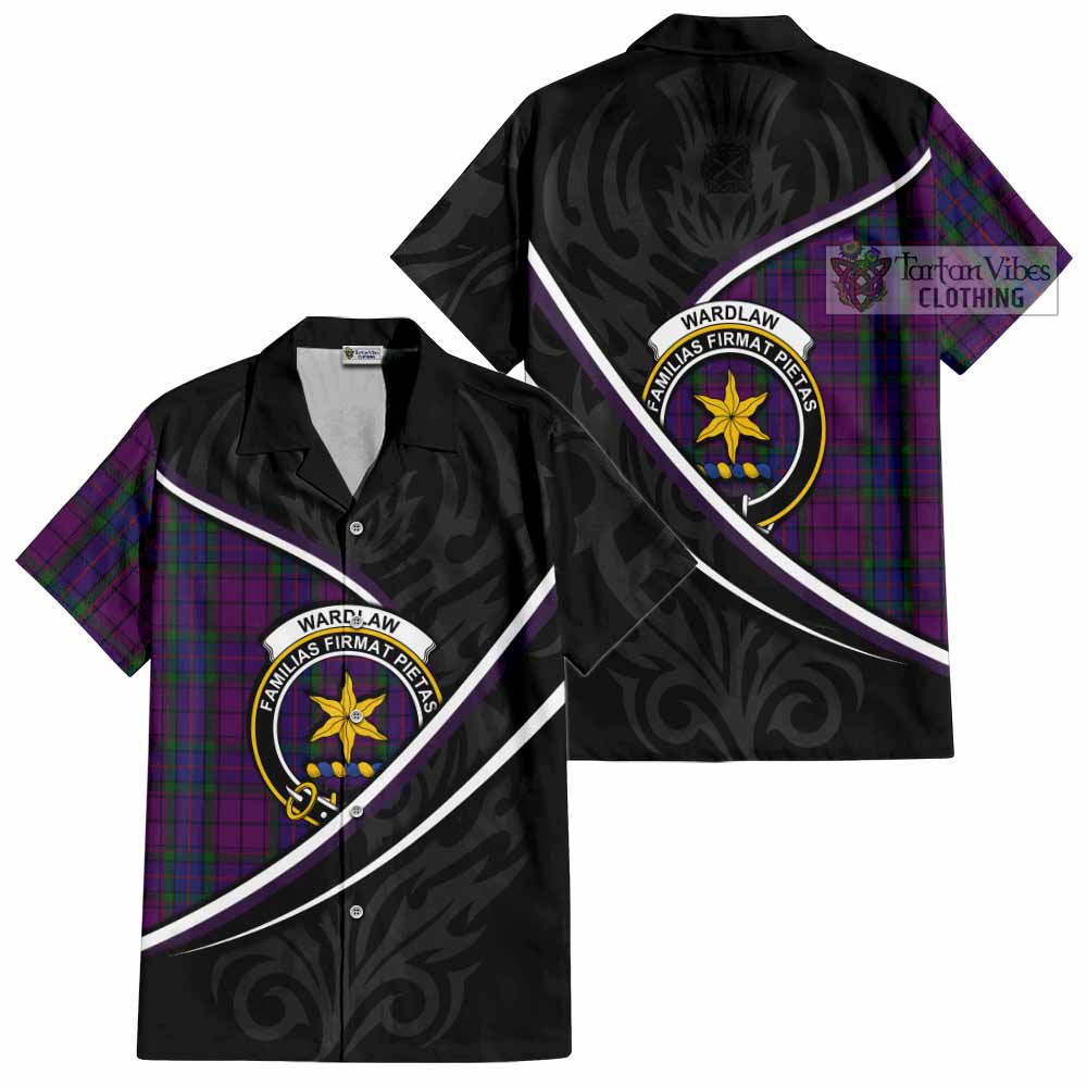 Wardlaw Tartan Family Crest Short Sleeve Button Shirt Celtic Scottish Thistle Floral - Tartan Vibes Clothing