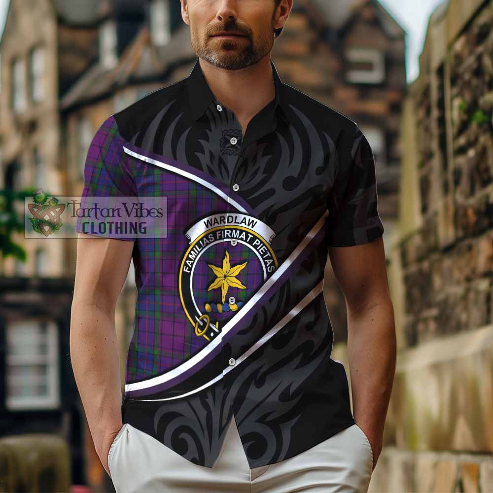 Wardlaw Tartan Family Crest Short Sleeve Button Shirt Celtic Scottish Thistle Floral - Tartan Vibes Clothing