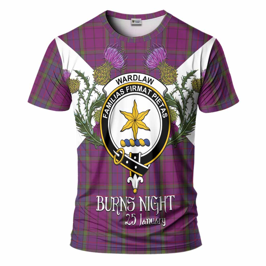 Wardlaw Tartan Family Crest T-Shirt Scottish Burns Night Thistle Floral