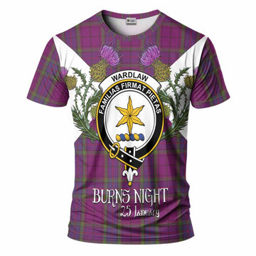Wardlaw Tartan Family Crest T-Shirt Scottish Burns Night Thistle Floral