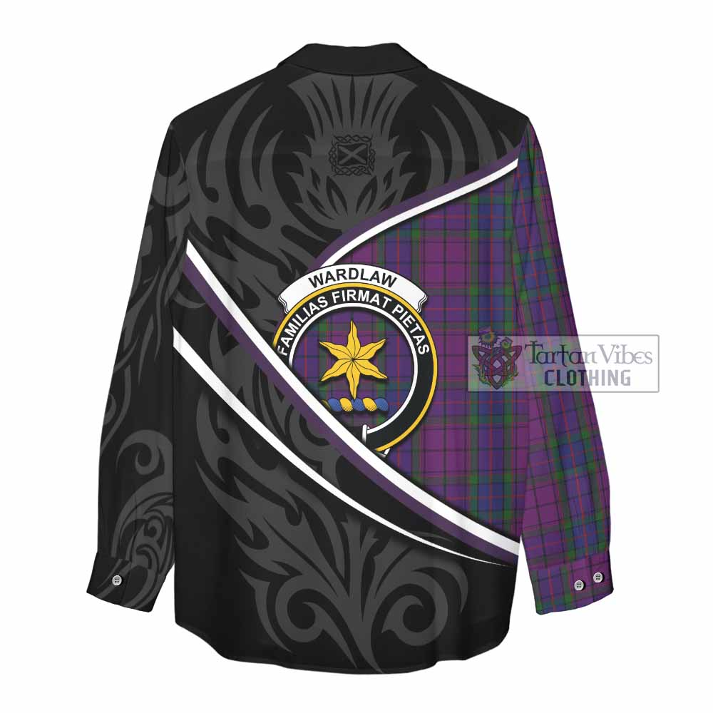 Wardlaw Tartan Family Crest Women Casual Shirt Celtic Scottish Thistle Floral - Tartan Vibes Clothing