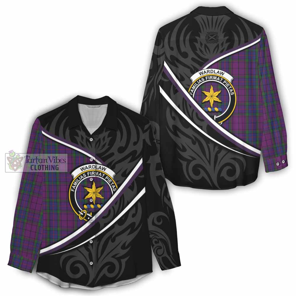 Wardlaw Tartan Family Crest Women Casual Shirt Celtic Scottish Thistle Floral - Tartan Vibes Clothing