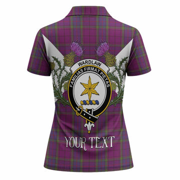 Wardlaw Tartan Family Crest Women Polo Shirt Scottish Burns Night Thistle Floral