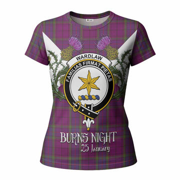 Wardlaw Tartan Family Crest Women T shirt Scottish Burns Night Thistle Floral