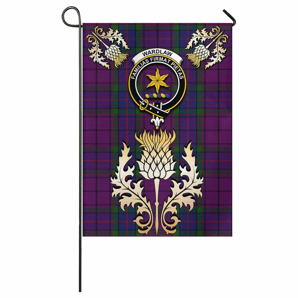 Wardlaw Tartan Garden Flag with Golden Regal Scottish Thistle Emblem - Tartan Vibes Clothing