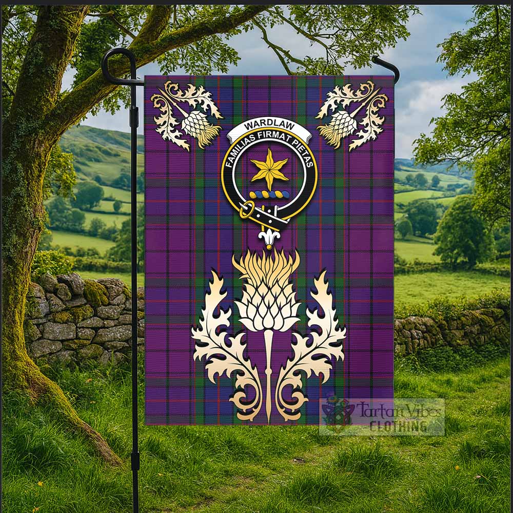 Wardlaw Tartan Garden Flag with Golden Regal Scottish Thistle Emblem - Tartan Vibes Clothing