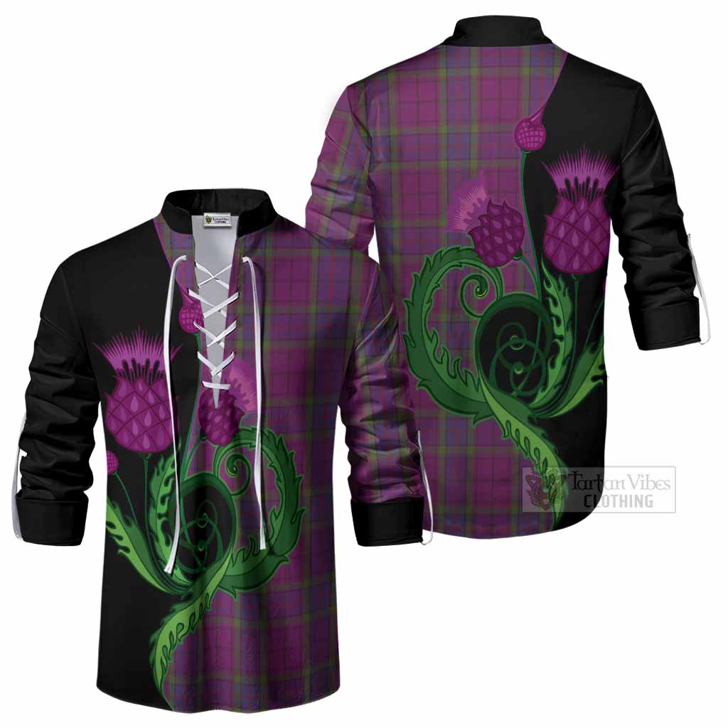 Wardlaw Tartan Ghillie Shirt Traditional Scottish Thistle