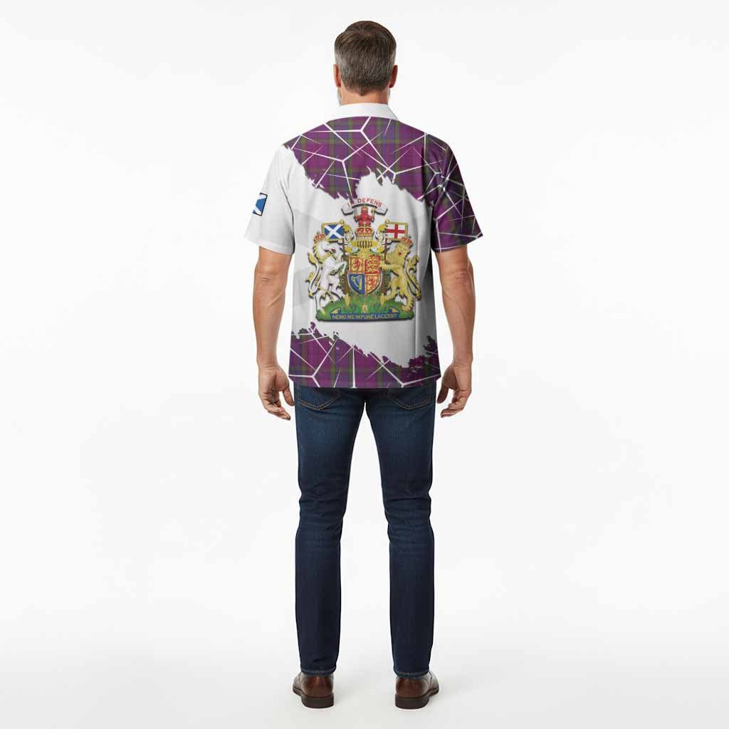 Wardlaw Tartan Hawaiian Shirt with Family Crest and Lion Rampant Grunge Style