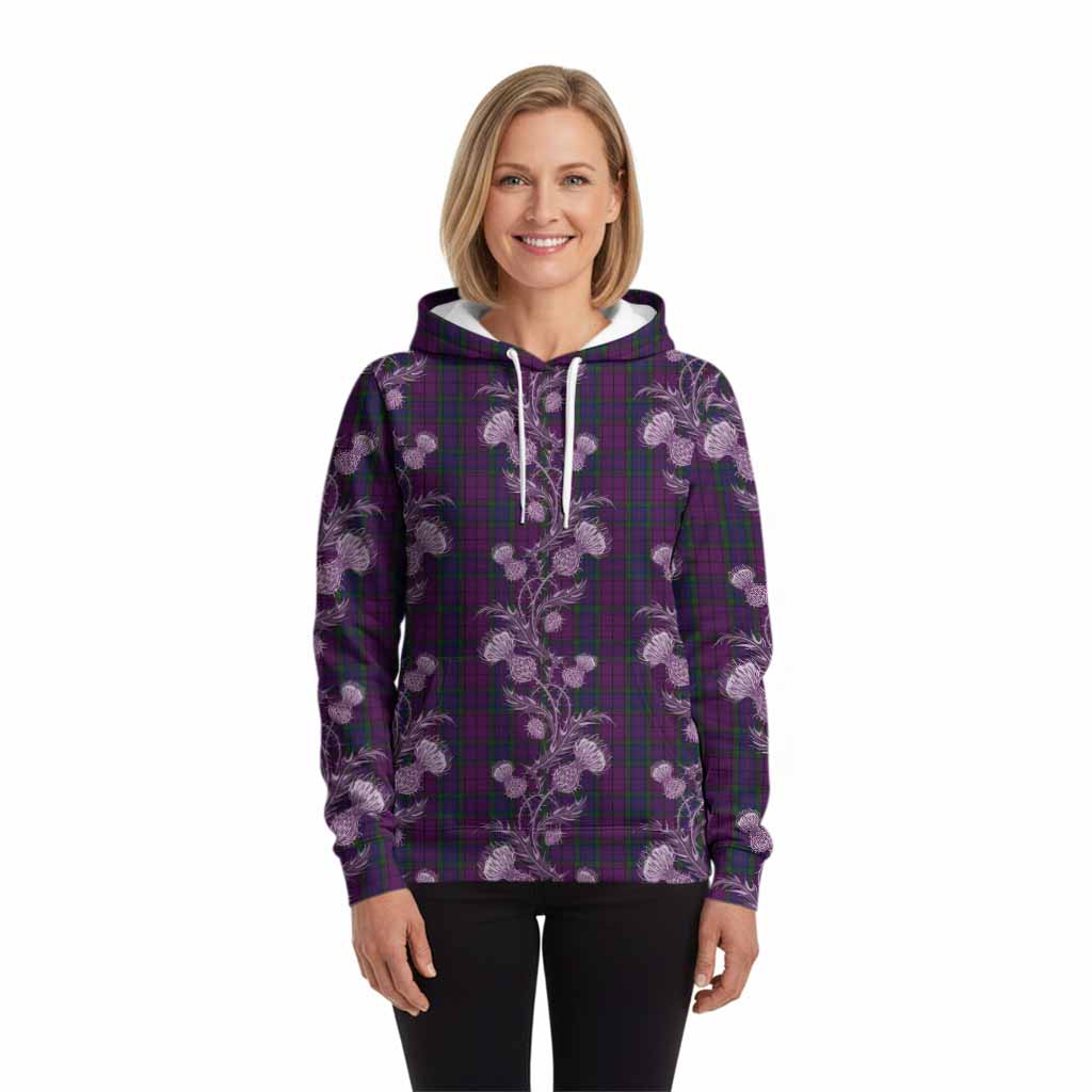 Wardlaw Tartan Hoodie Seamless Scottish Thistle Flowers