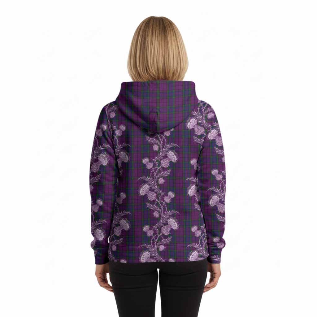 Wardlaw Tartan Hoodie Seamless Scottish Thistle Flowers