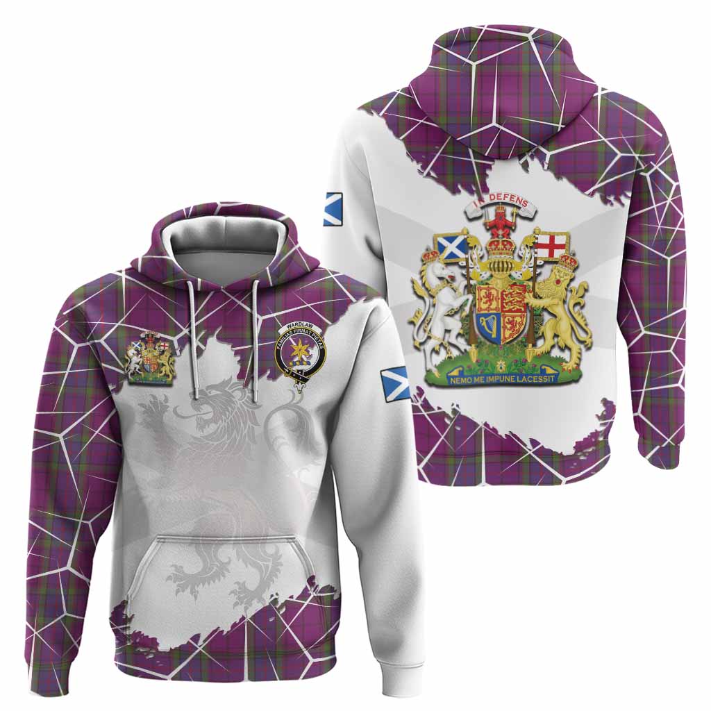 Wardlaw Tartan Hoodie with Family Crest and Lion Rampant Grunge Style