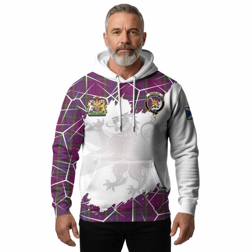 Wardlaw Tartan Hoodie with Family Crest and Lion Rampant Grunge Style