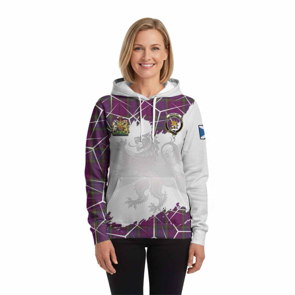 Wardlaw Tartan Hoodie with Family Crest and Lion Rampant Grunge Style