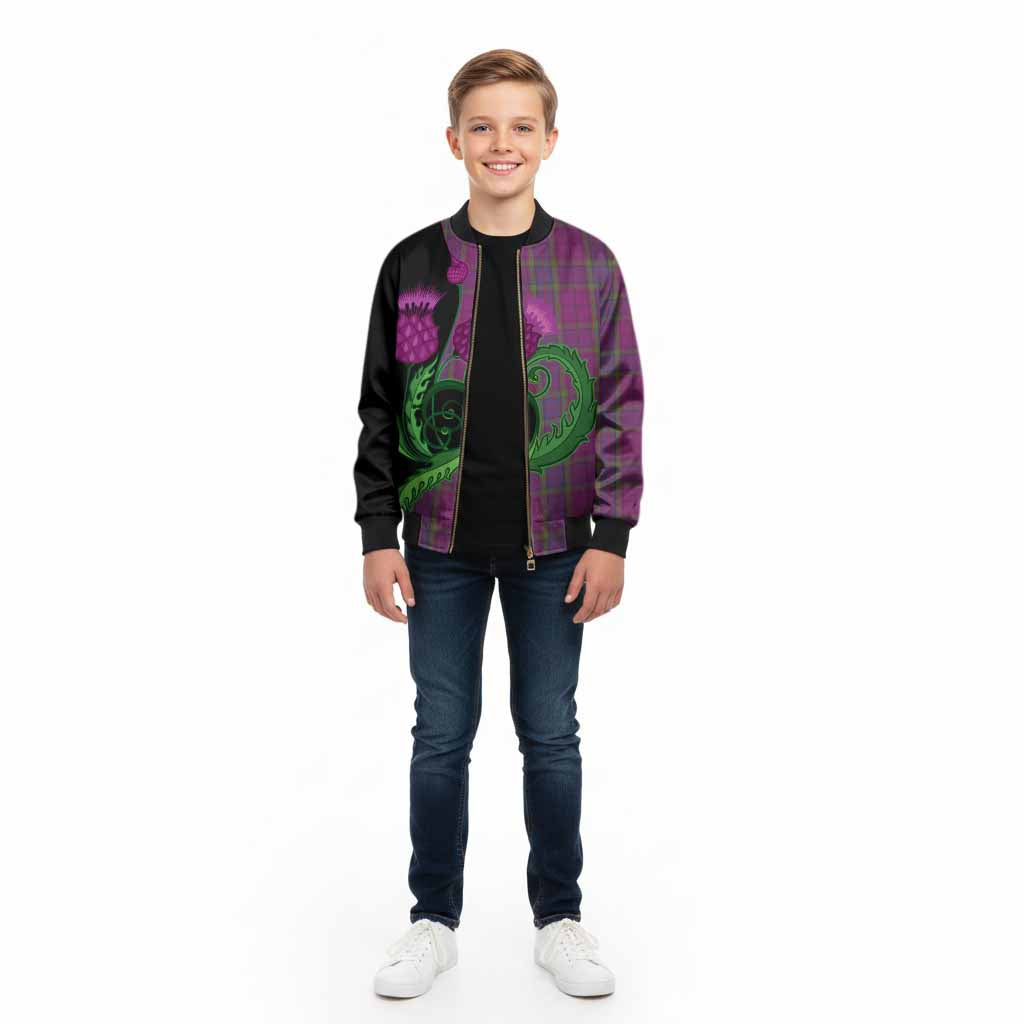 Wardlaw Tartan Kid Bomber Jacket Traditional Scottish Thistle