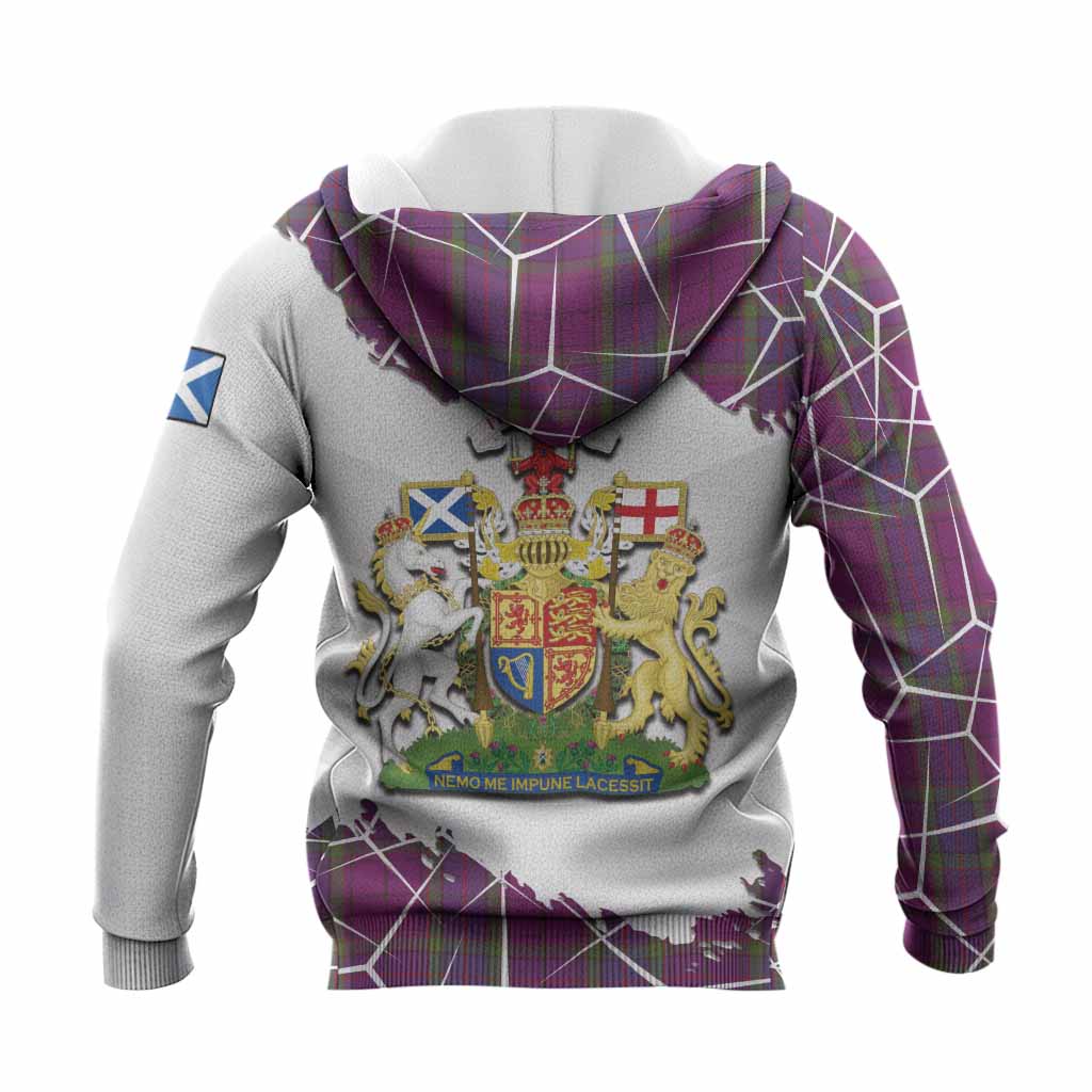 Wardlaw Tartan Knitted Hoodie with Family Crest and Lion Rampant Grunge Style