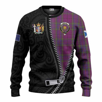 Wardlaw Tartan Knitted Sweater New Zealand Pattern Unique Zipper Stylized