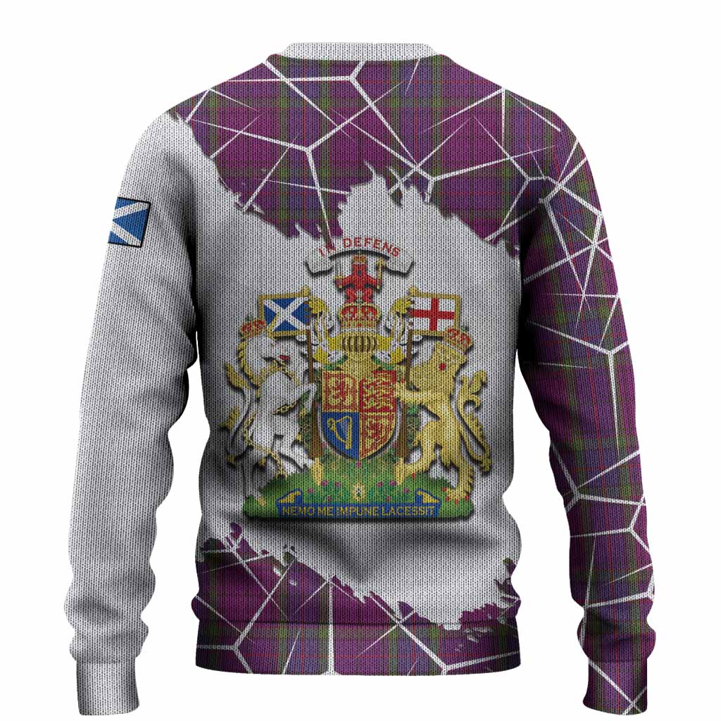 Wardlaw Tartan Knitted Sweater with Family Crest and Lion Rampant Grunge Style