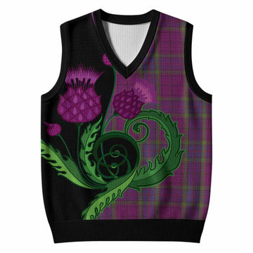 Wardlaw Tartan Knitted V-Neck Vest Traditional Scottish Thistle