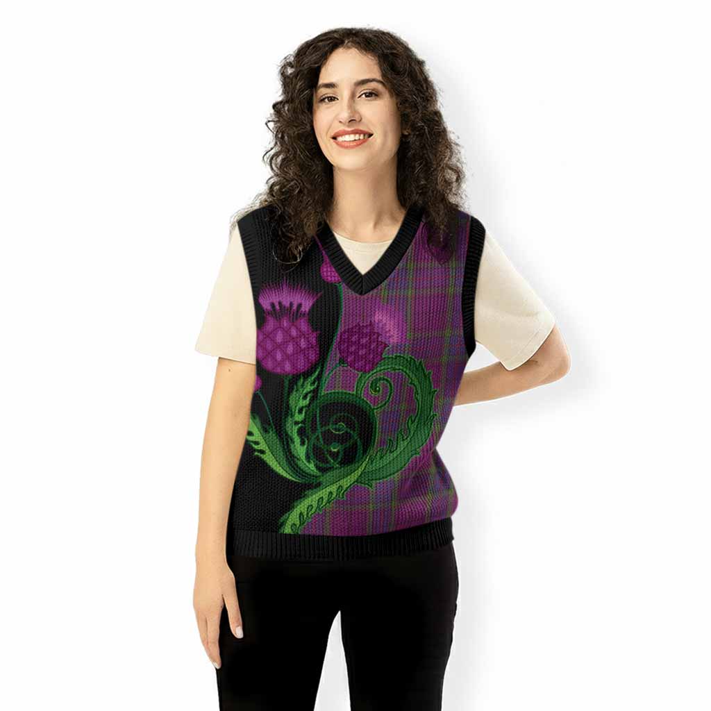 Wardlaw Tartan Knitted V-Neck Vest Traditional Scottish Thistle