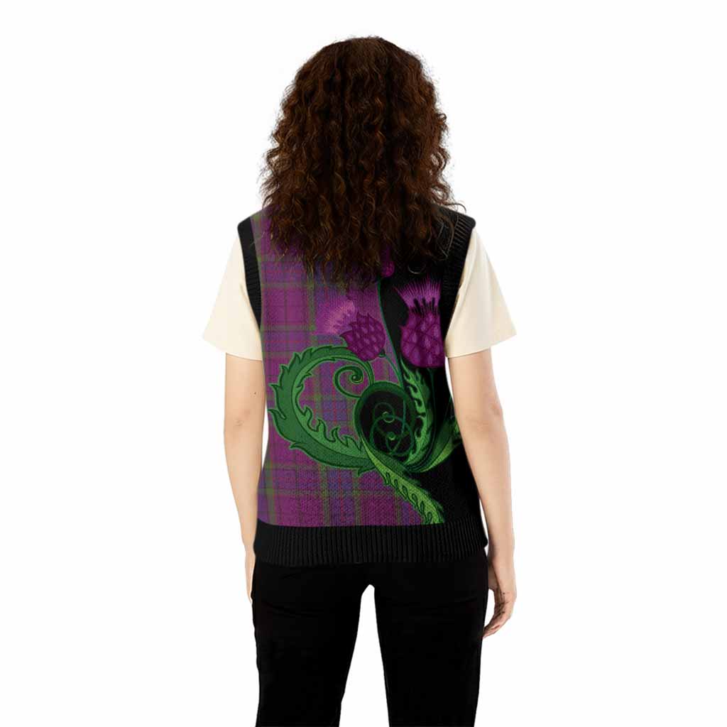 Wardlaw Tartan Knitted V-Neck Vest Traditional Scottish Thistle