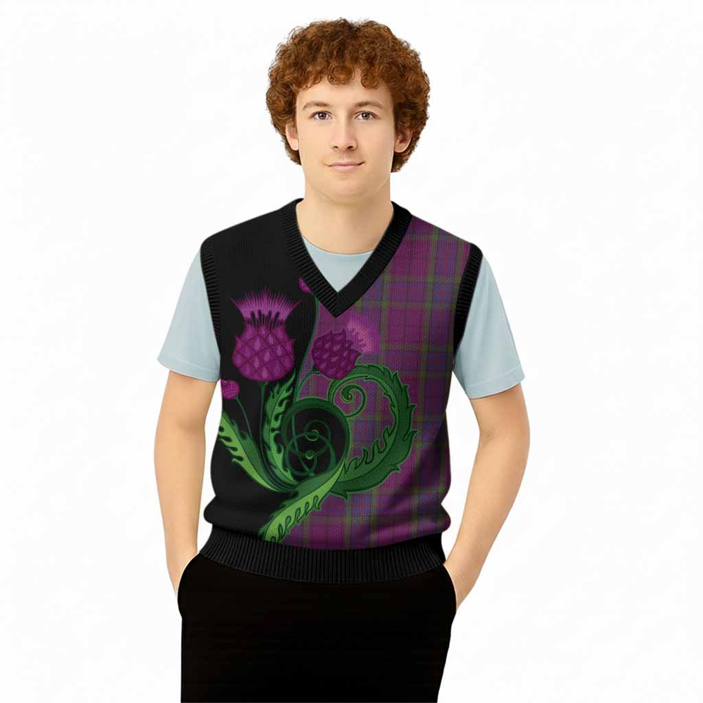 Wardlaw Tartan Knitted V-Neck Vest Traditional Scottish Thistle