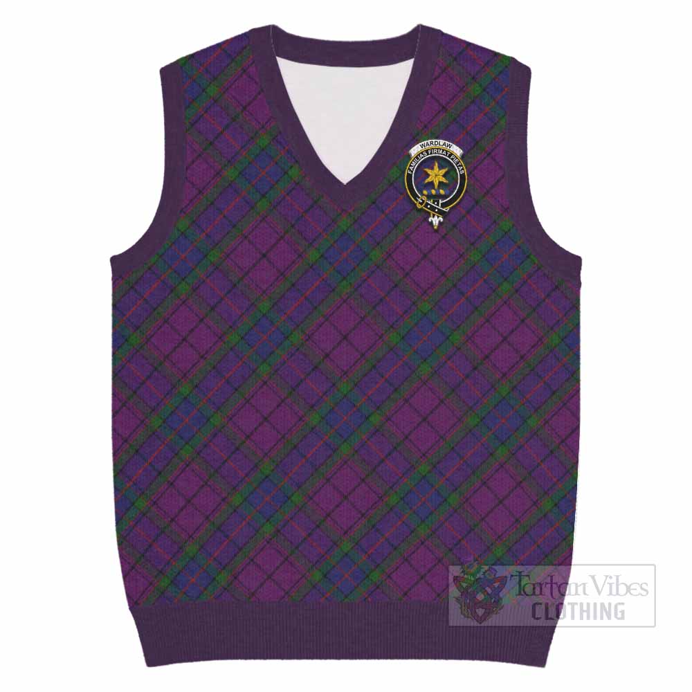 Wardlaw Tartan Knitted V-Neck Vest with Family Crest Cross Style